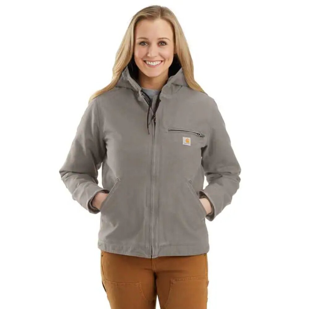 Carhartt Ladies Full Swing Loose Fit Washed Duck Sherpa Lined Jacket - L (12-14) - Picture 8 of 9